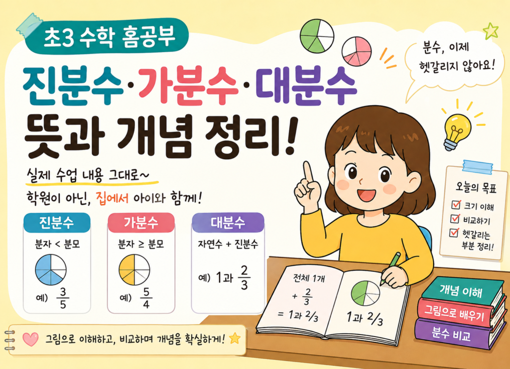 초3 진분수 가분수 대분수 개념 공부